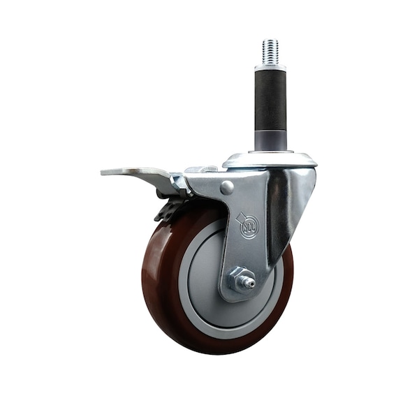 4'' Maroon Poly Swivel 1'' Expanding Stem Caster Total Lock Brake